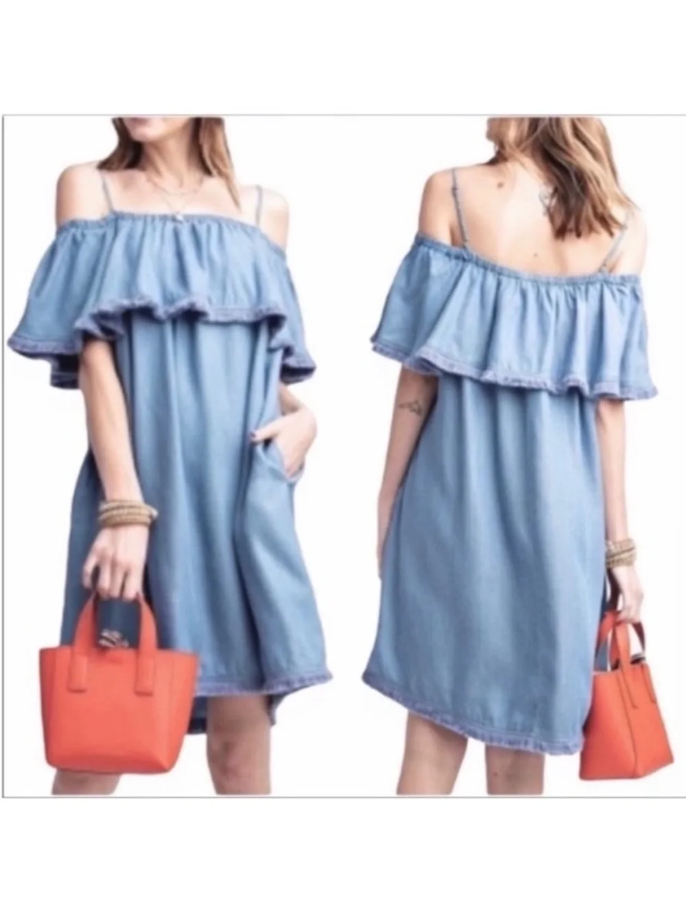 EASEL Washed-soft denim dress S